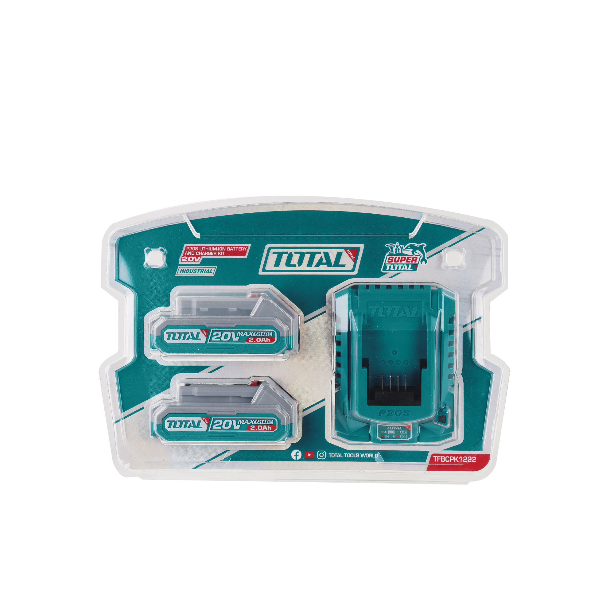 Set of 2 x 2Ah batteries + charger TFBCPK1222E | 20 V - 2 Ah