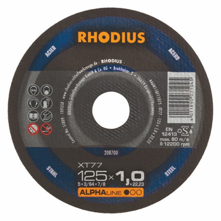 Steel cutting disc Ø 125 mm Rhodius XT77
