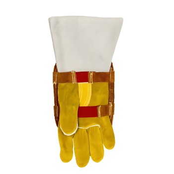Aluminized hand protection shield with leather back Weldas