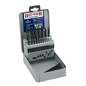 Set of 19 HSS rolled metal drill bits Ø 1 to 10 mm
