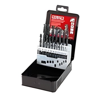 Set of 19 HSS ground-cut metal drill bits Ø 1 to 10 mm
