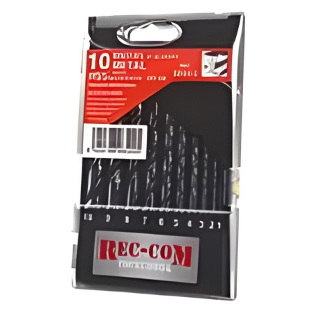 Set of 10 HSS ground-cut metal drill bits Ø 1 to 10 mm