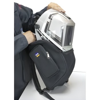 Transport and protection backpack for welding helmet