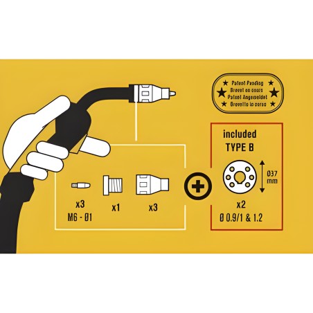 GYS - gasless welding kit for 250 A torch and type B roller