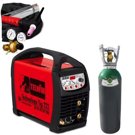 PACK: Telwin Dual 222 welding machine + TIG kit + Gas