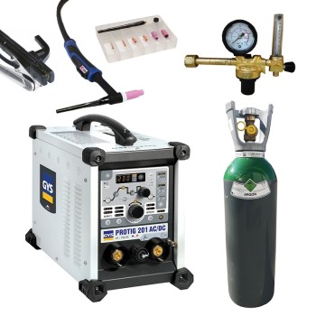 PACK: GYS PROTIG 201 AC DCHF TIG welder - SR26DB 4m torch + Regulator + Gas