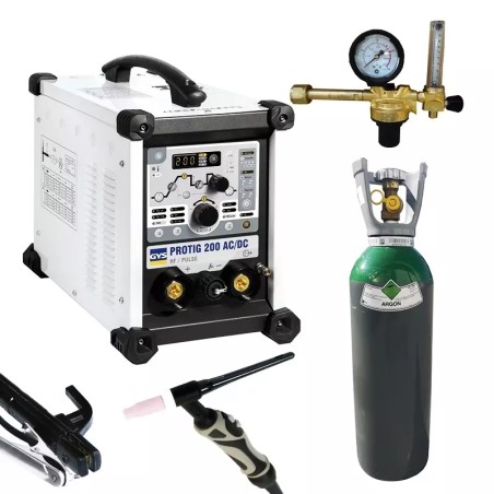 PACK: GYS PROTIG 200 AC DCHF welding machine + 4m torch + Regulator + Gas