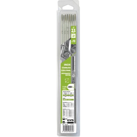 Pack of 10 STAINLESS 308L electrodes Ø 2.5 mm GYS