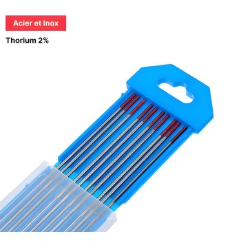 Tungsten Thorium 2% (Red) Electrodes - Ø2.0x150 mm (x10)