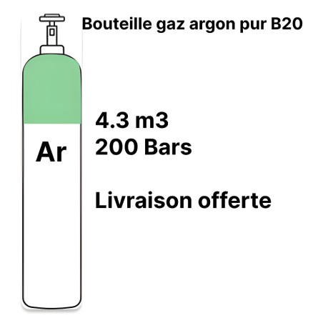 Pure Argon Welding Gas Cylinder - B20 - 4.3m³