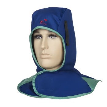 Blue welding hood, flame-retardant