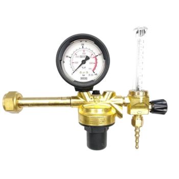 Regulator with flowmeter and column for refillable cylinder