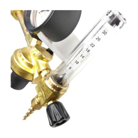 Regulator with flow meter and column for refillable cylinder