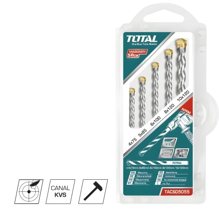 Set of 5 wall drill bits TACSD5055 | HSS