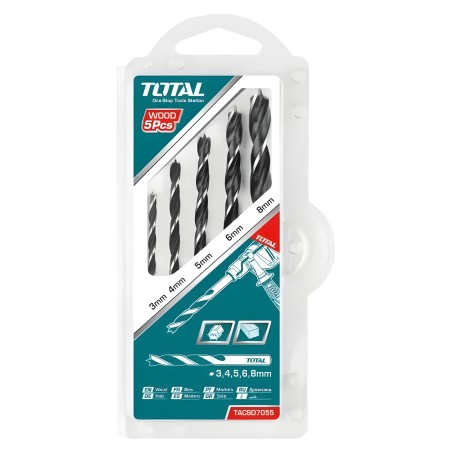 Set of 5 drill bits for wood TACSD7055 | HSS
