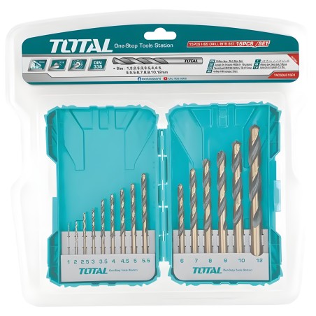 Set of 15 drill bits for metal TACSDL51501 | HSS