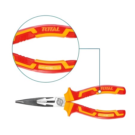Insulated long flat-nose pliers  THTIP23 | 160 mm | Chrome-vanadium (Cr-V)
