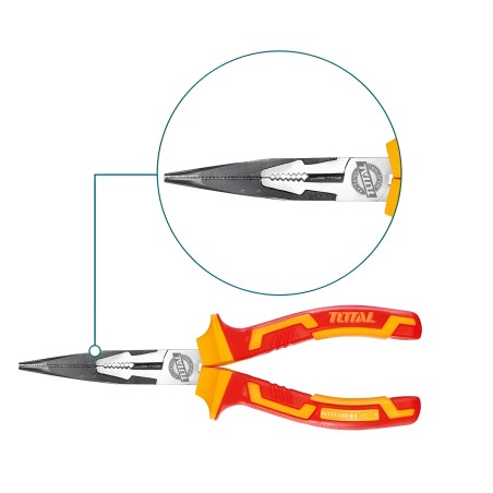 Insulated long flat-nose pliers  THTIP23 | 200 mm | Chrome-vanadium (Cr-V)