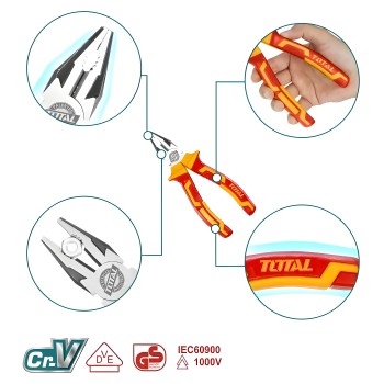 Set of 3 insulated pliers  THT2K0302 | Chrome-vanadium (Cr-V)