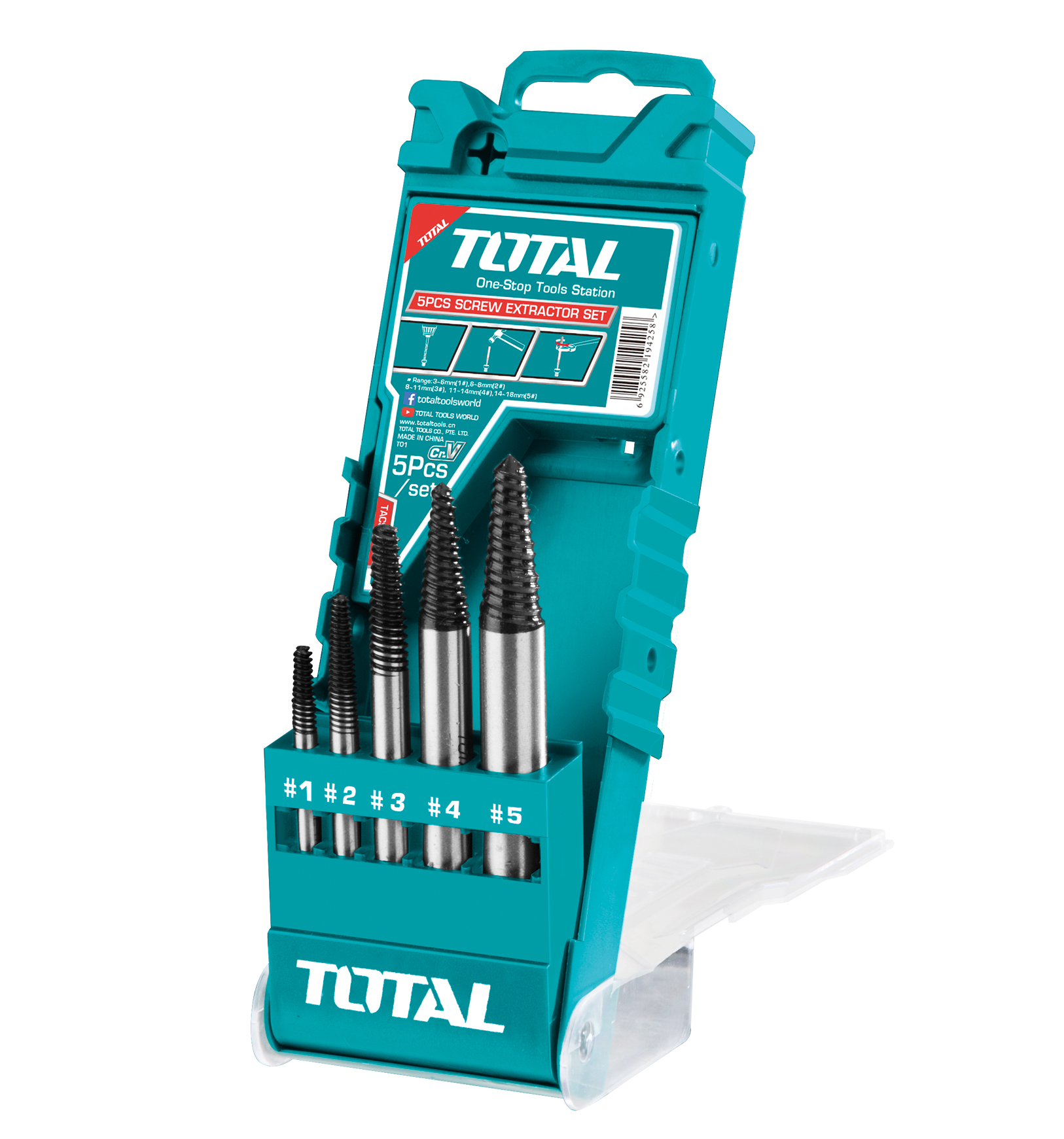 Set of 5 screw extractor drill bits TACSE0056 | HSS
