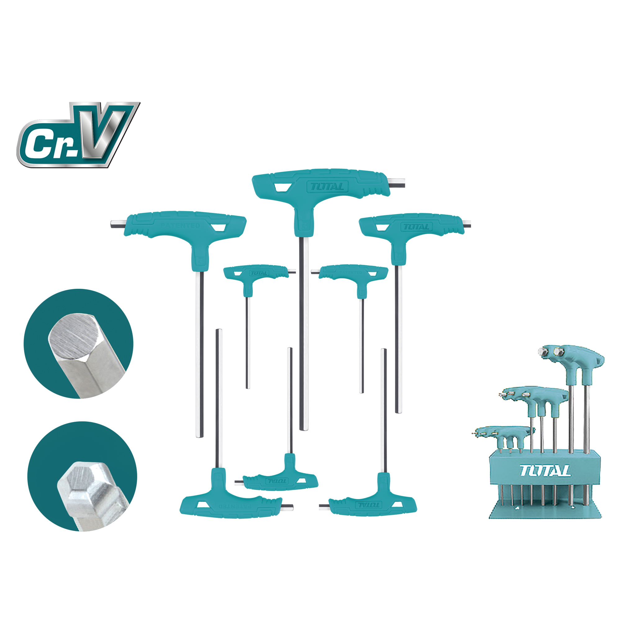 Set of 8 ball-point T-handle Allen keys THHW80826 | Chrome-vanadium (Cr-
