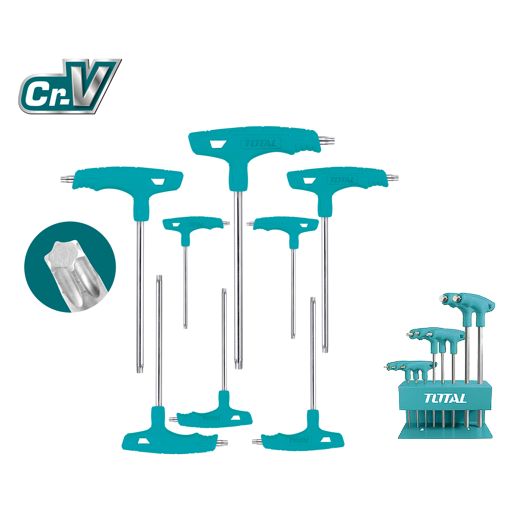 Set of 8 T-handle Torx keys THHW80836 | Chrome-vanadium (Cr-V)