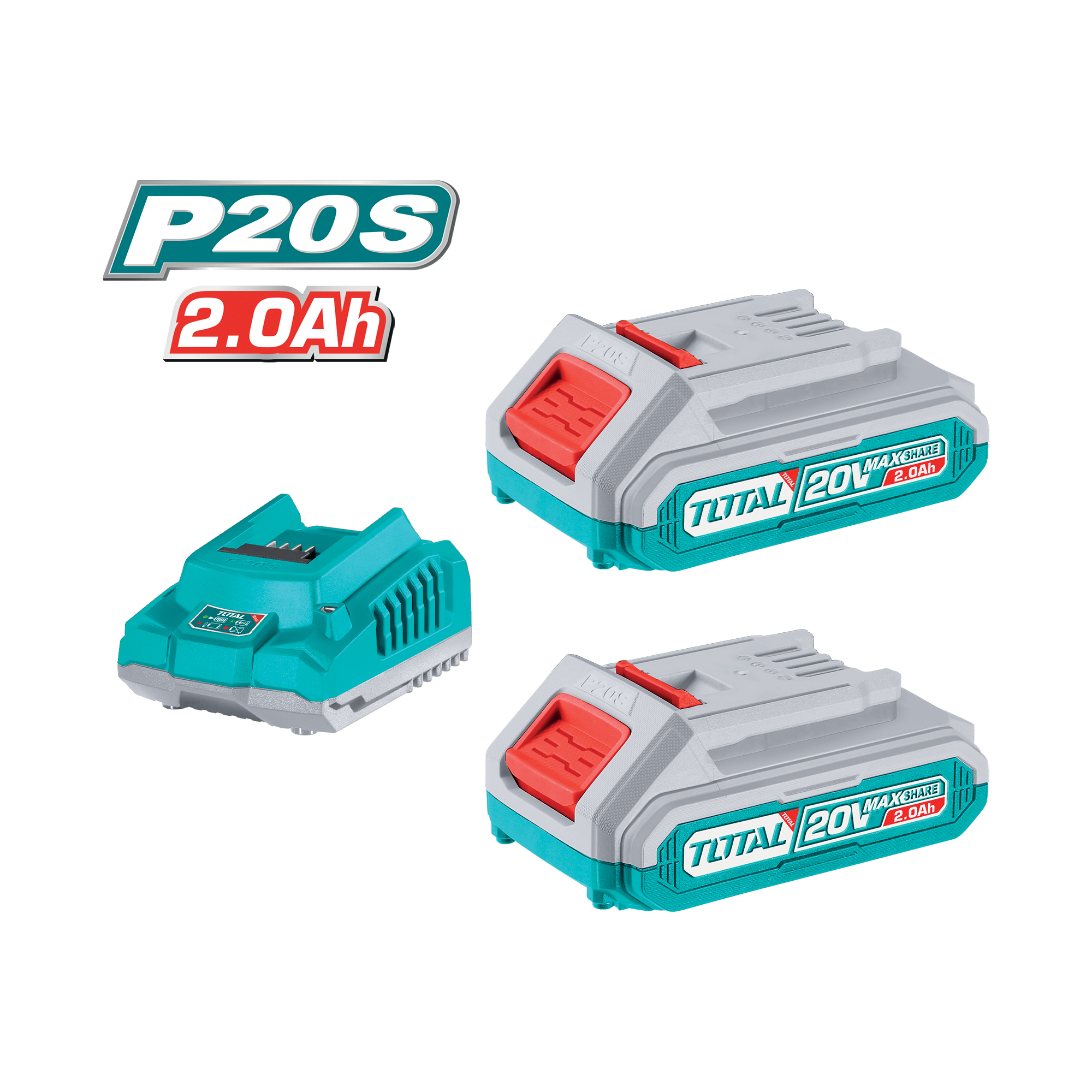 Set of 2 x 2Ah batteries + charger TFBCPK1222E | 20 V - 2 Ah