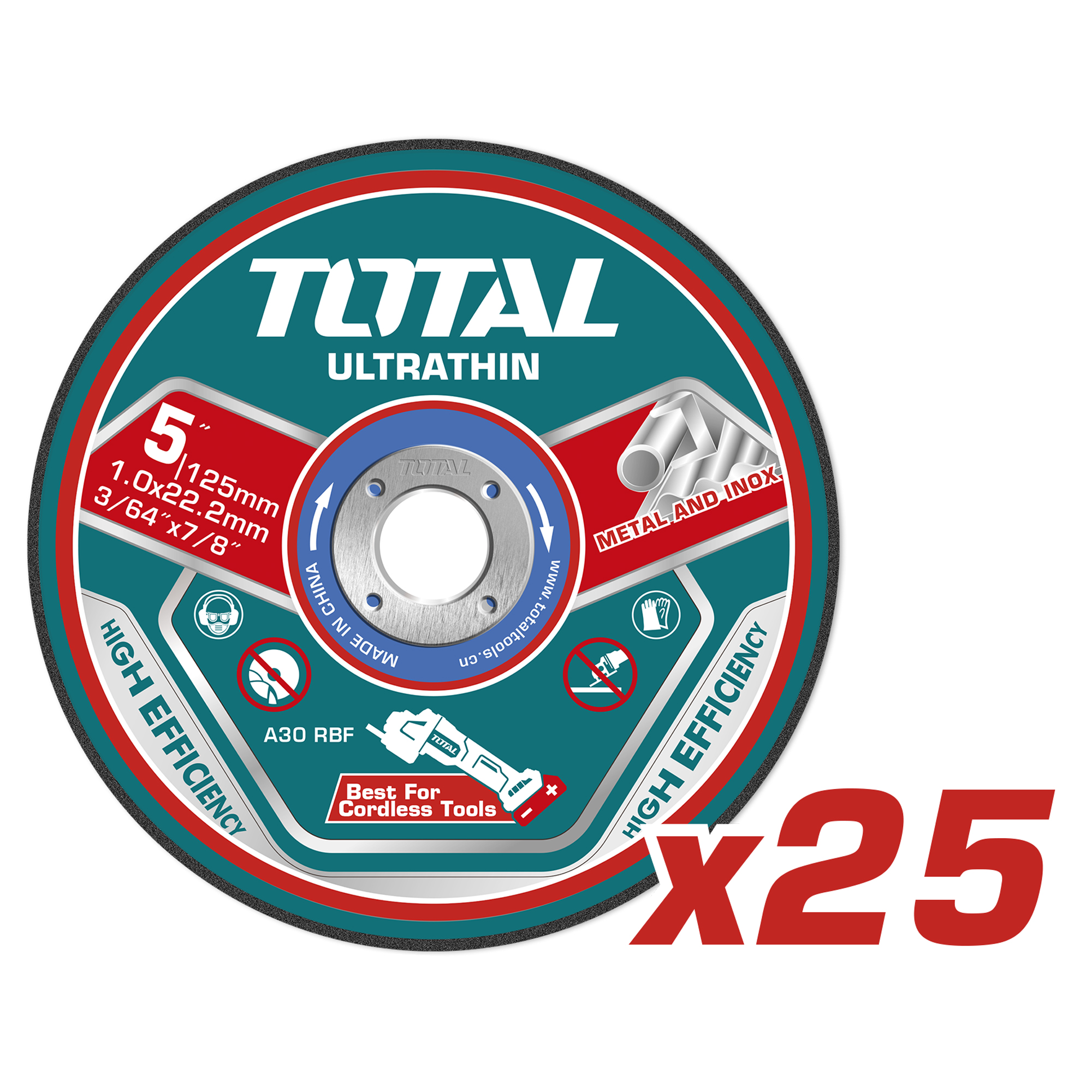 Box of 25 cutting discs TAC21012525 | Ø125 mm