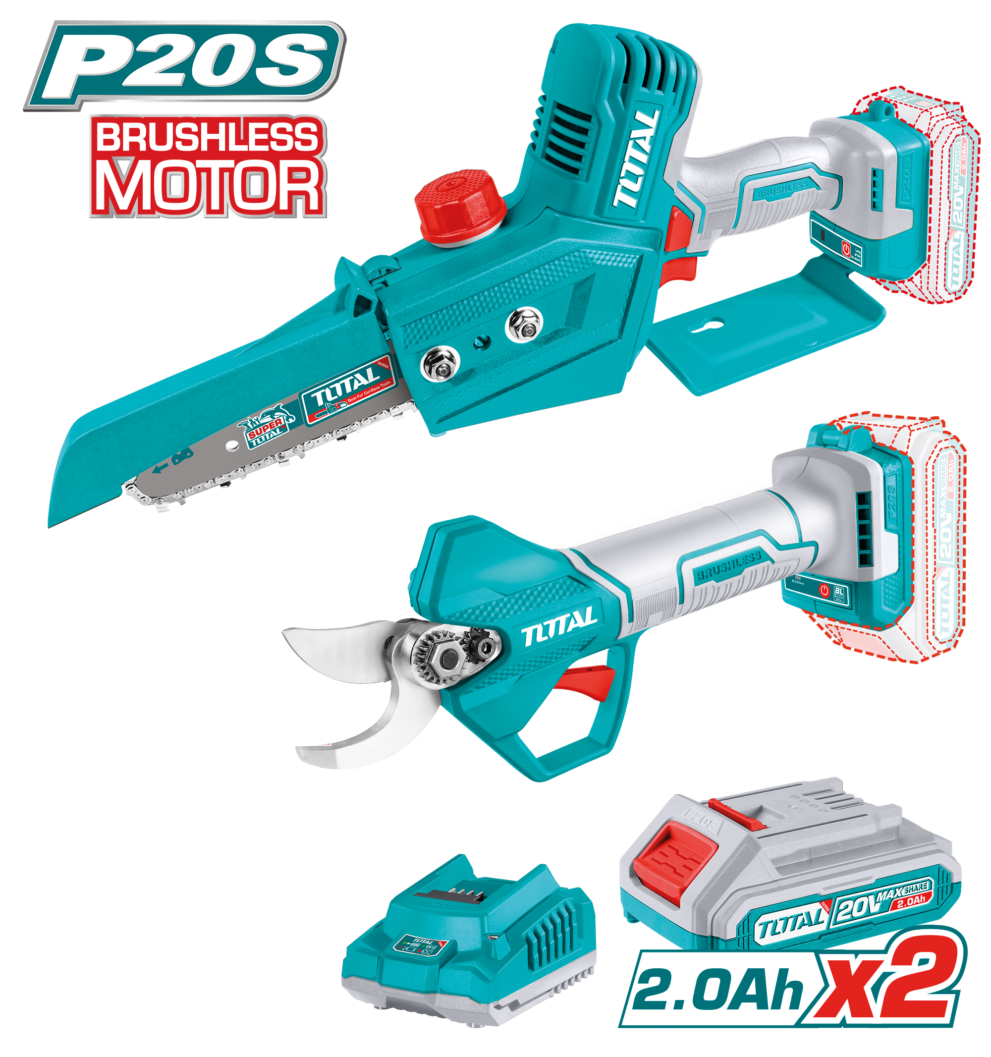 Pack mini pruning chainsaw + hand pruner TOSLI240306E | 20 V