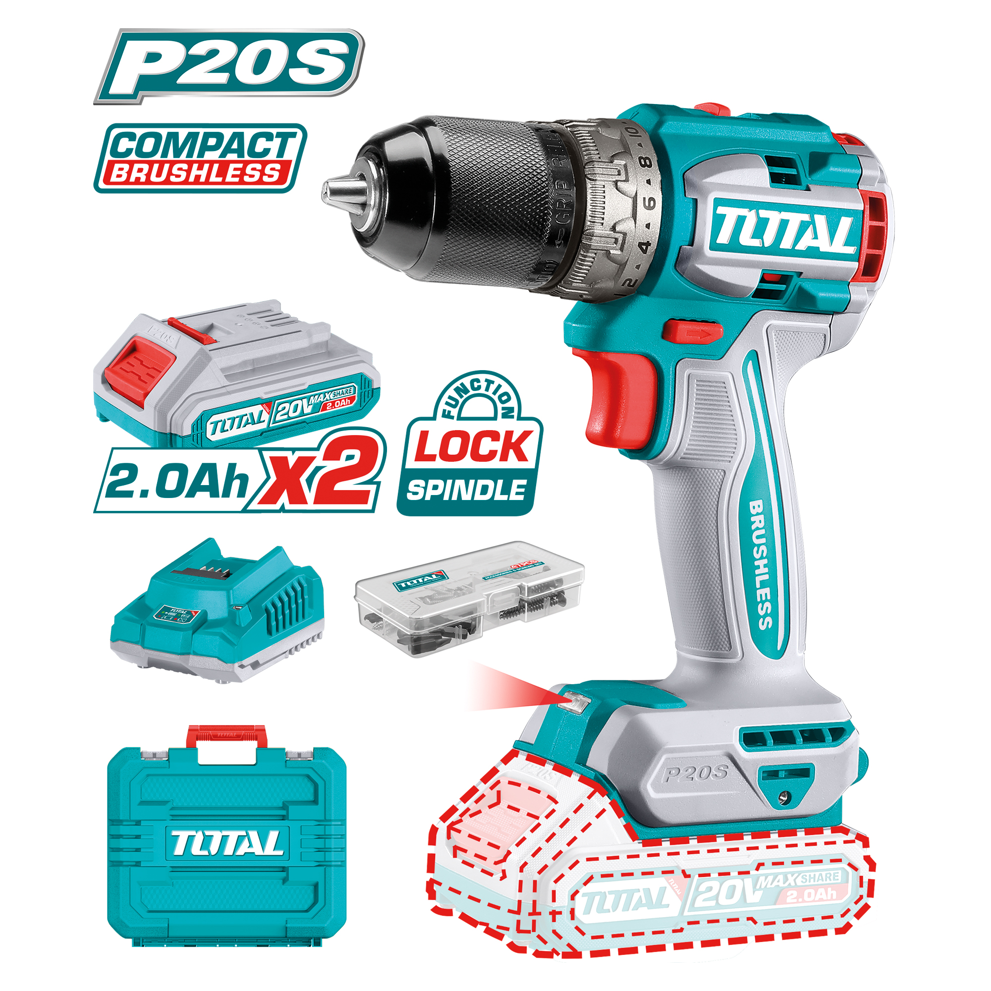 Brushless cordless drill driver  TDLI20602E | 20 V