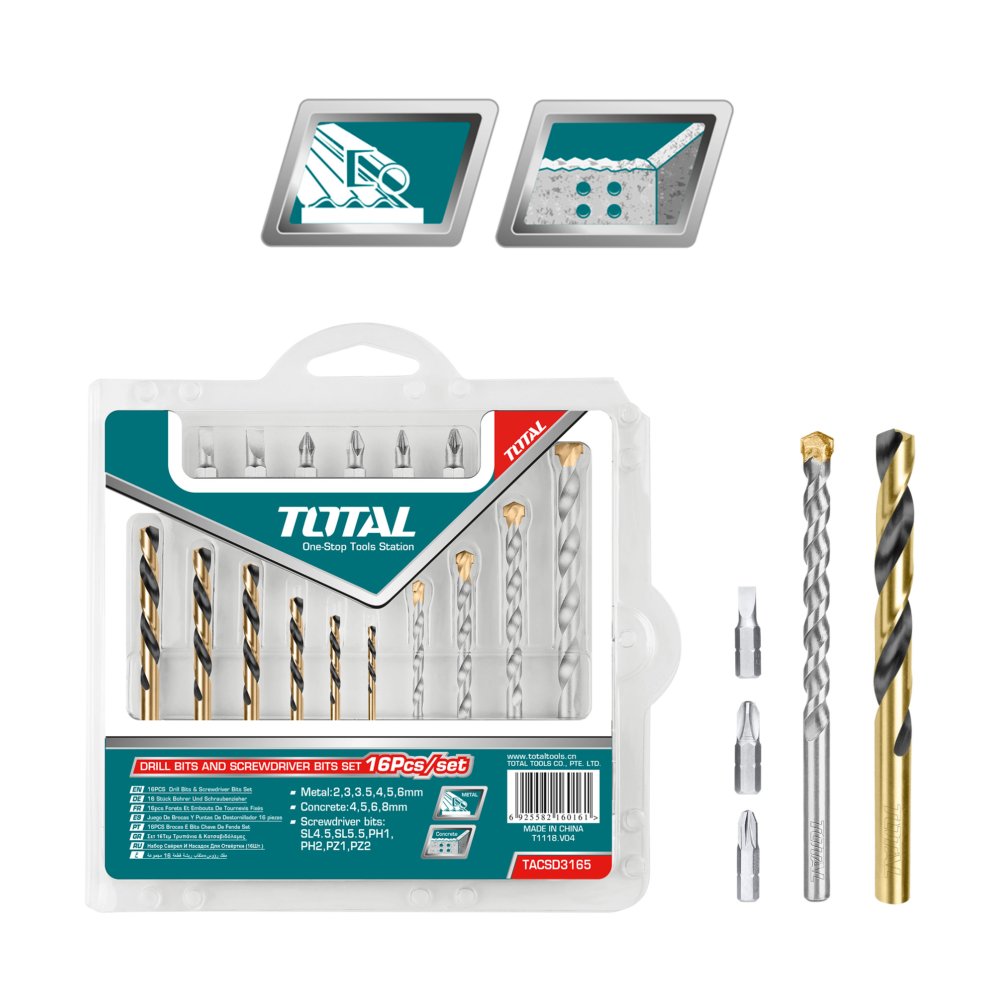 Set of assorted drill bits TACSD3165 | HSS