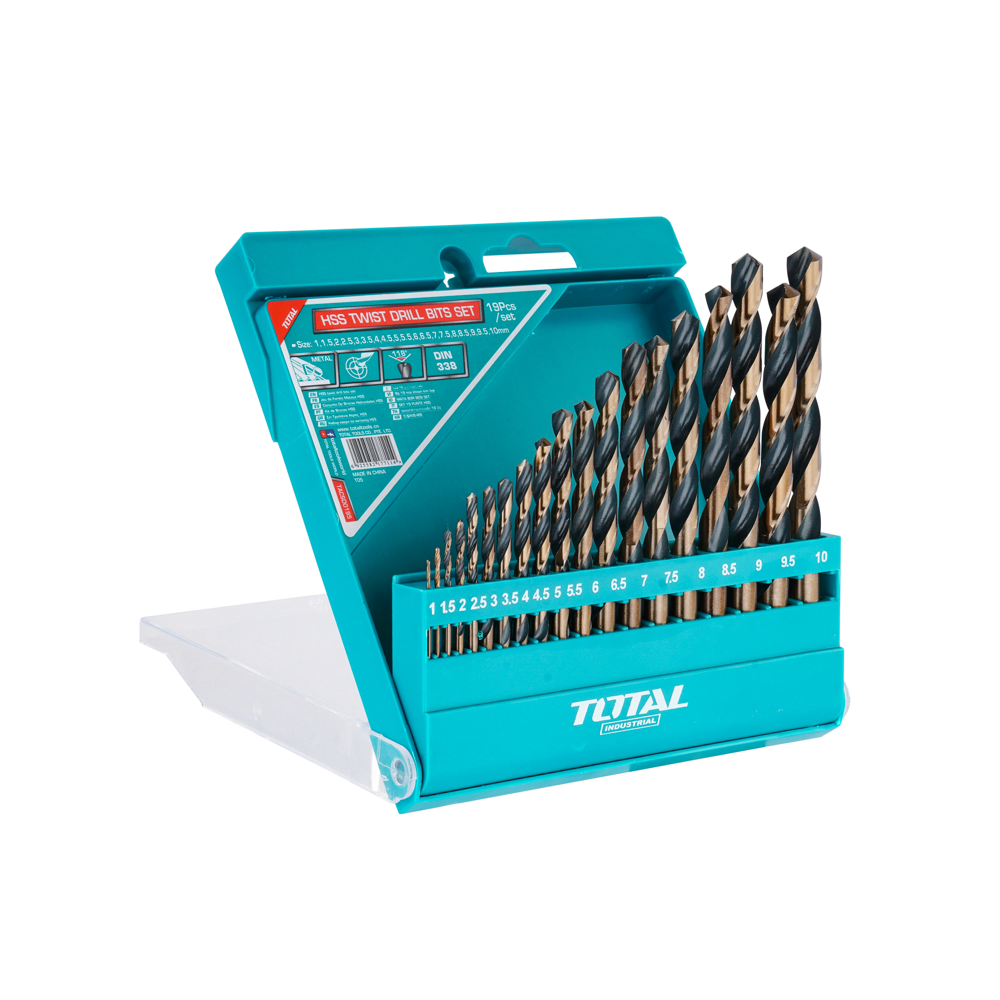 Set of 19 drill bits for metal TACSD0195 | HSS