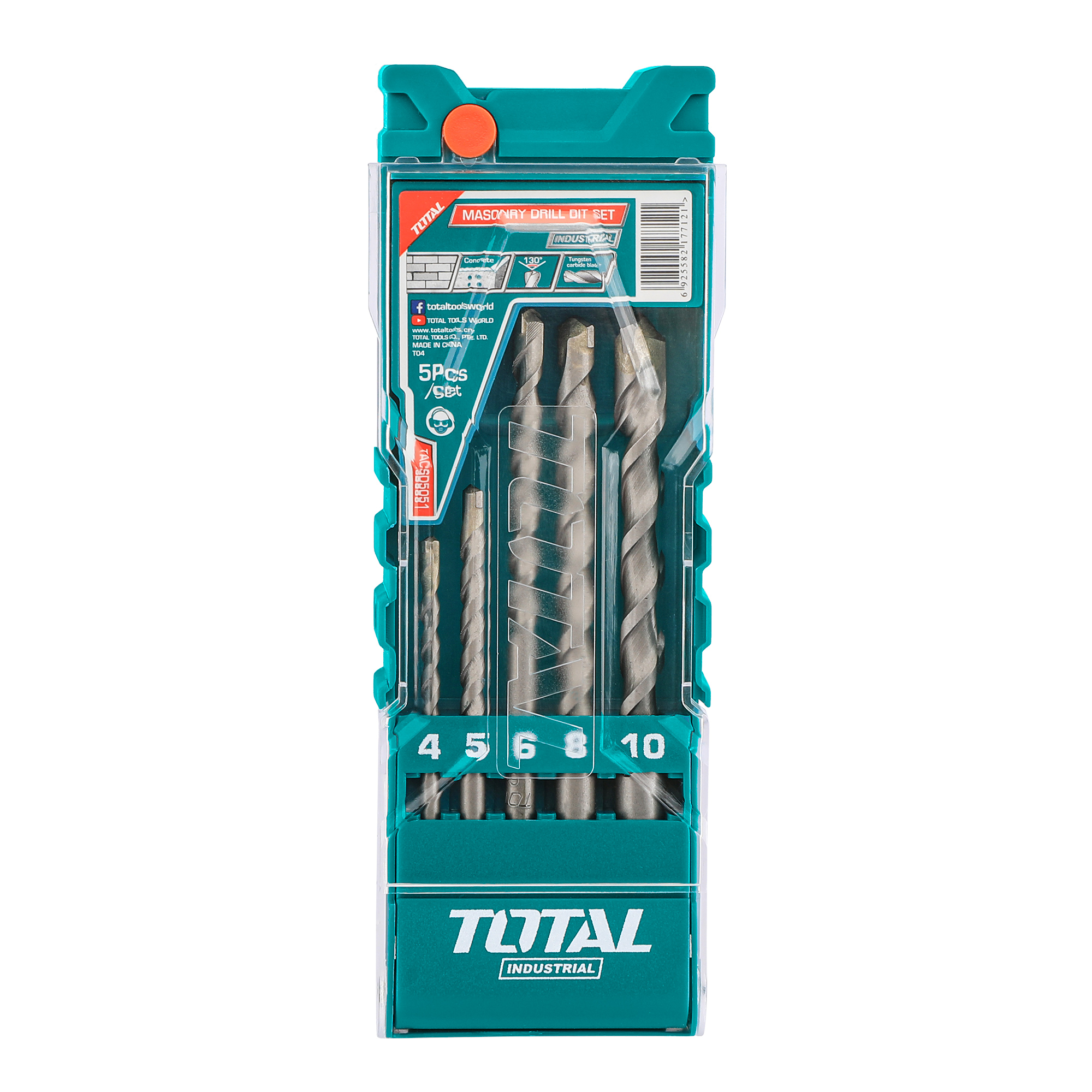 Set of 5 wall drill bits TACSD5051 | HSS