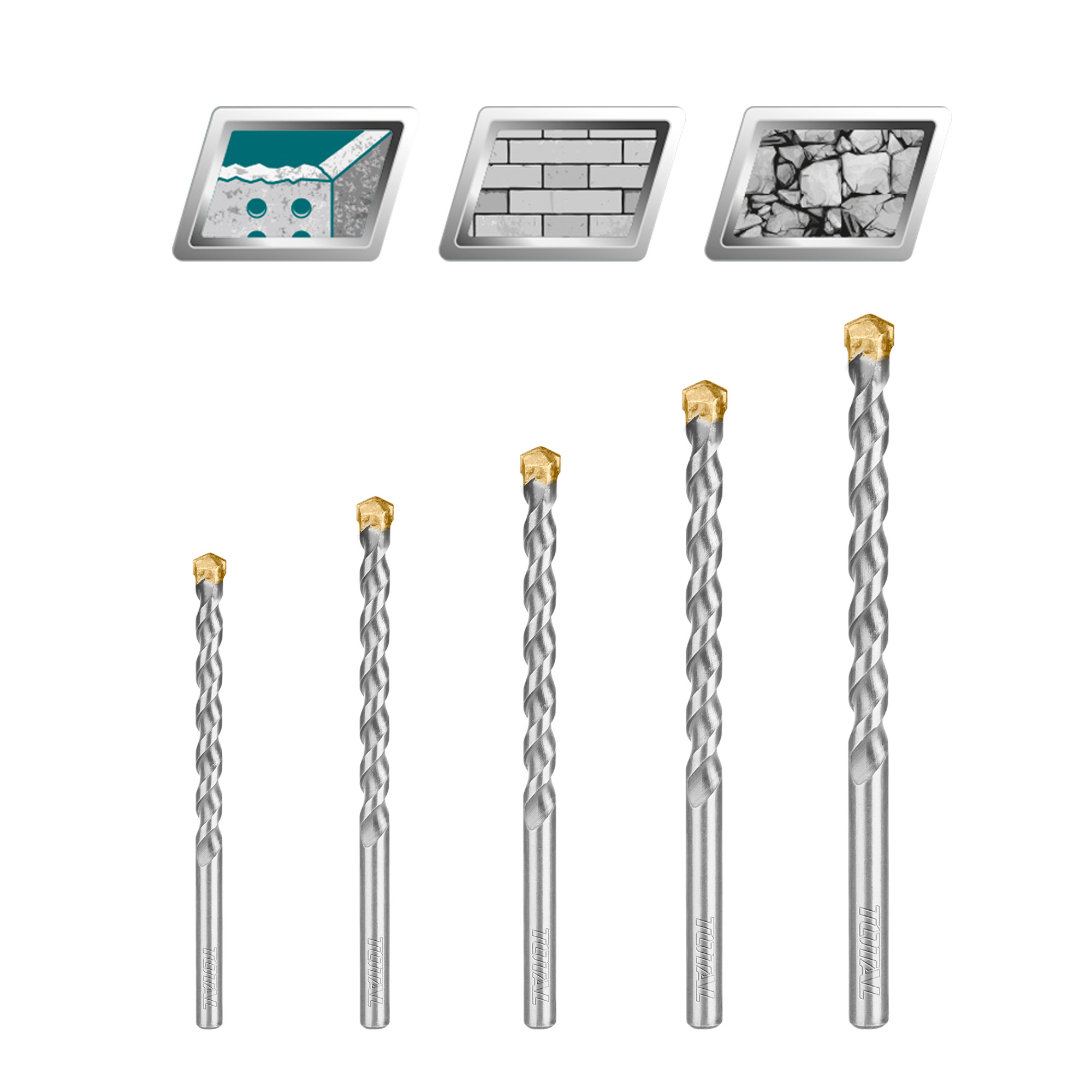 Set of 5 wall drill bits TACSD5051 | HSS
