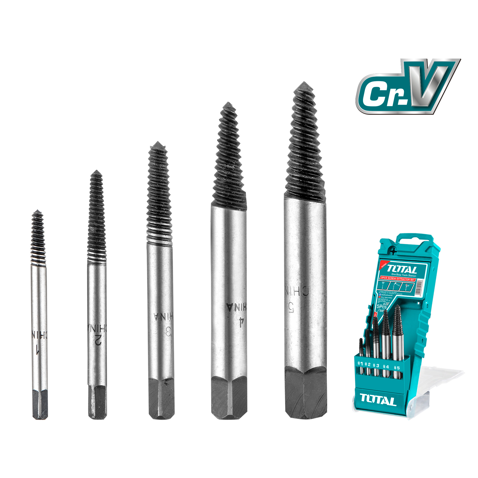 Set of 5 screw extractor drill bits TACSE0056 | HSS