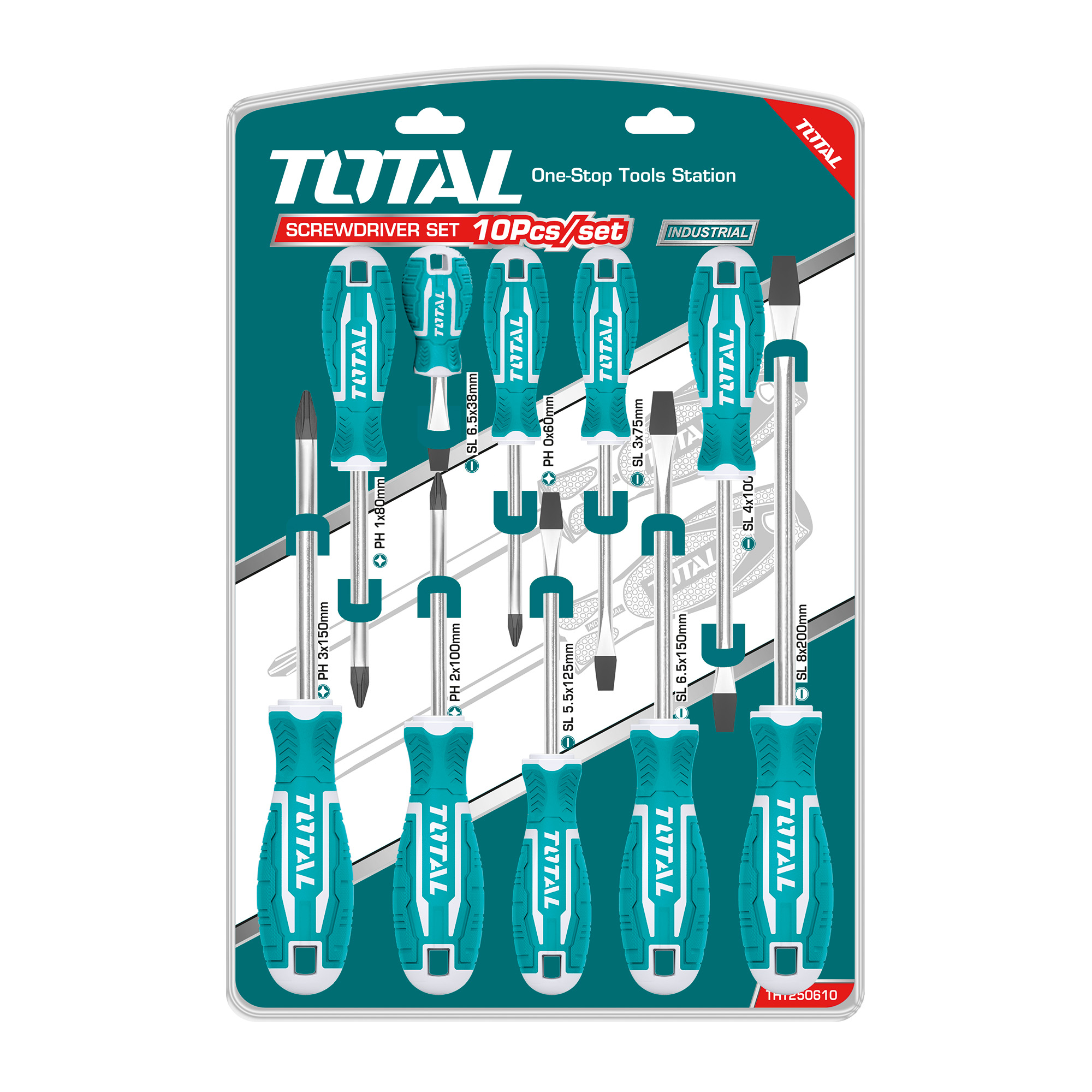 Set of 10 screwdrivers  THT250610 | Chrome-vanadium (Cr-V)