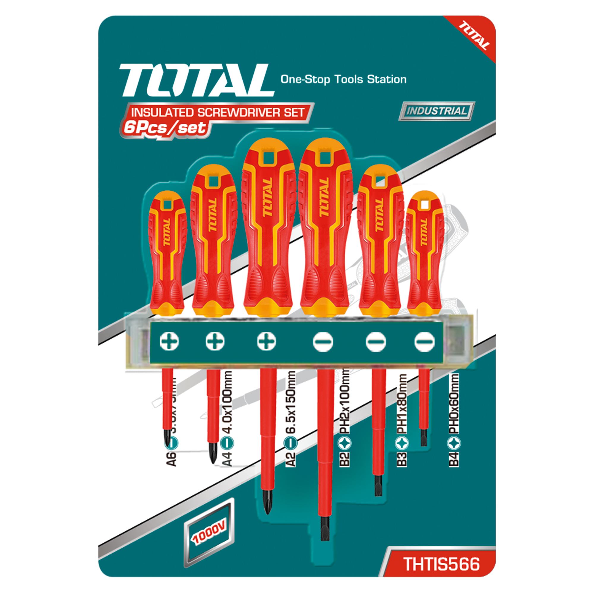 Set of 6 insulated screwdrivers  THTIS566 | Chrome-vanadium (Cr-V)