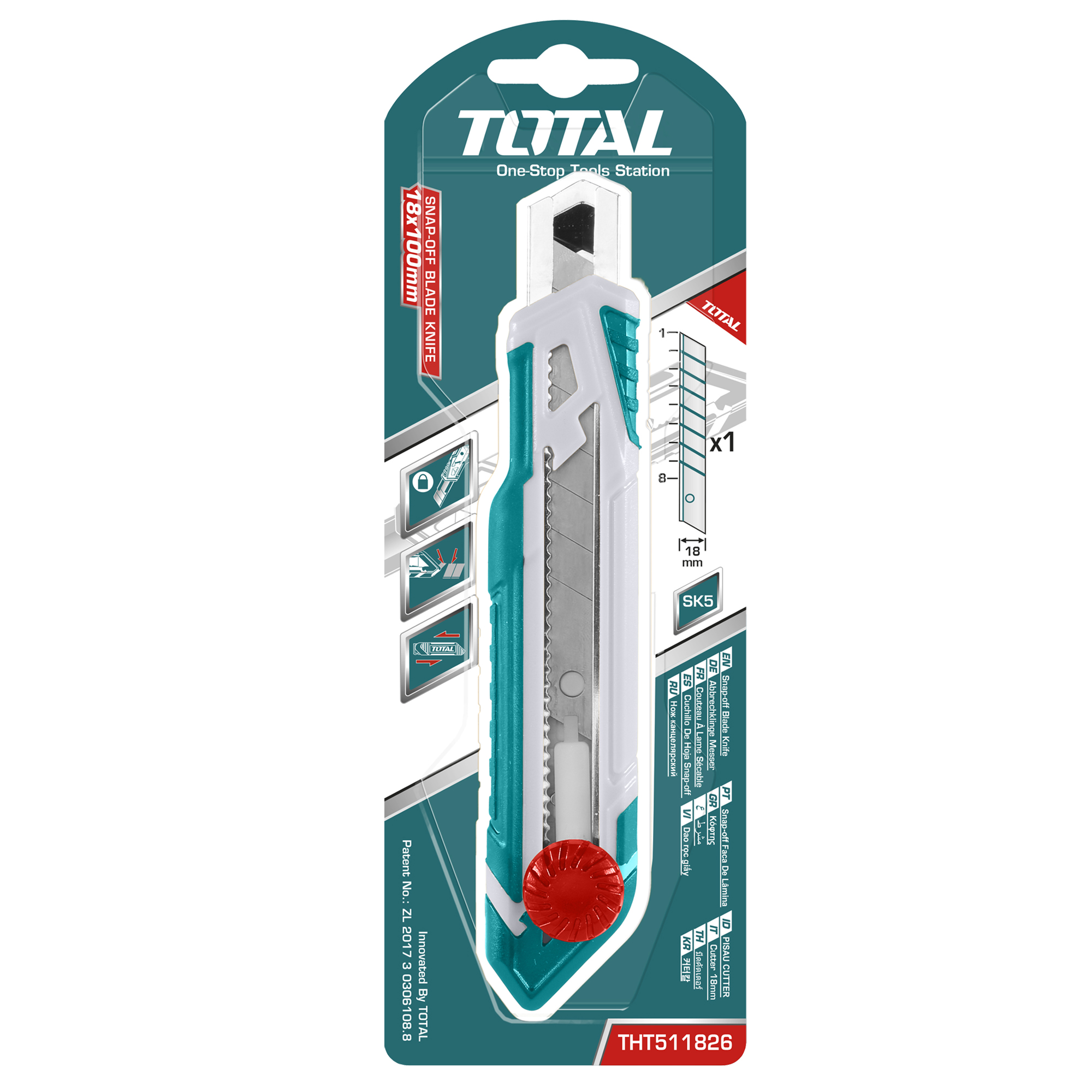 Cutter THT511826 | 18 x 100 mm | Plastic guide