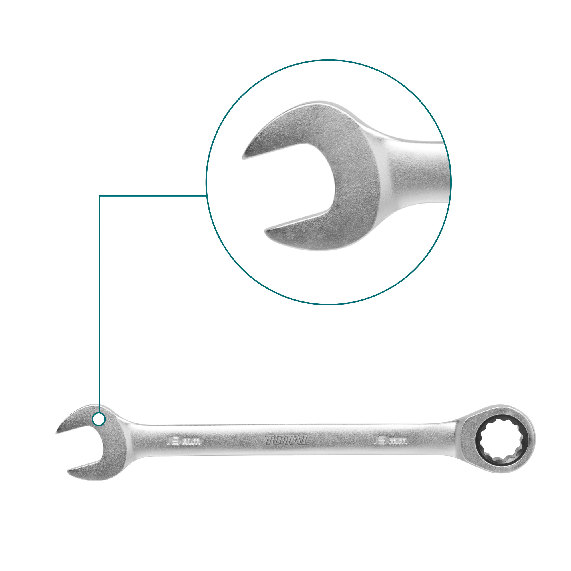 Ratchet Combination Wrench TCSPAR | 15 x 200 mm | Chrome-vanadium (Cr-V)