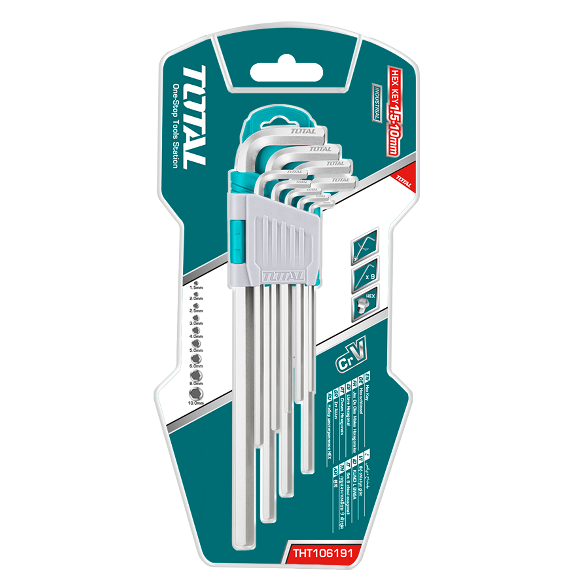 9-piece Allen key set THT10691 | Chrome-vanadium (Cr-V)