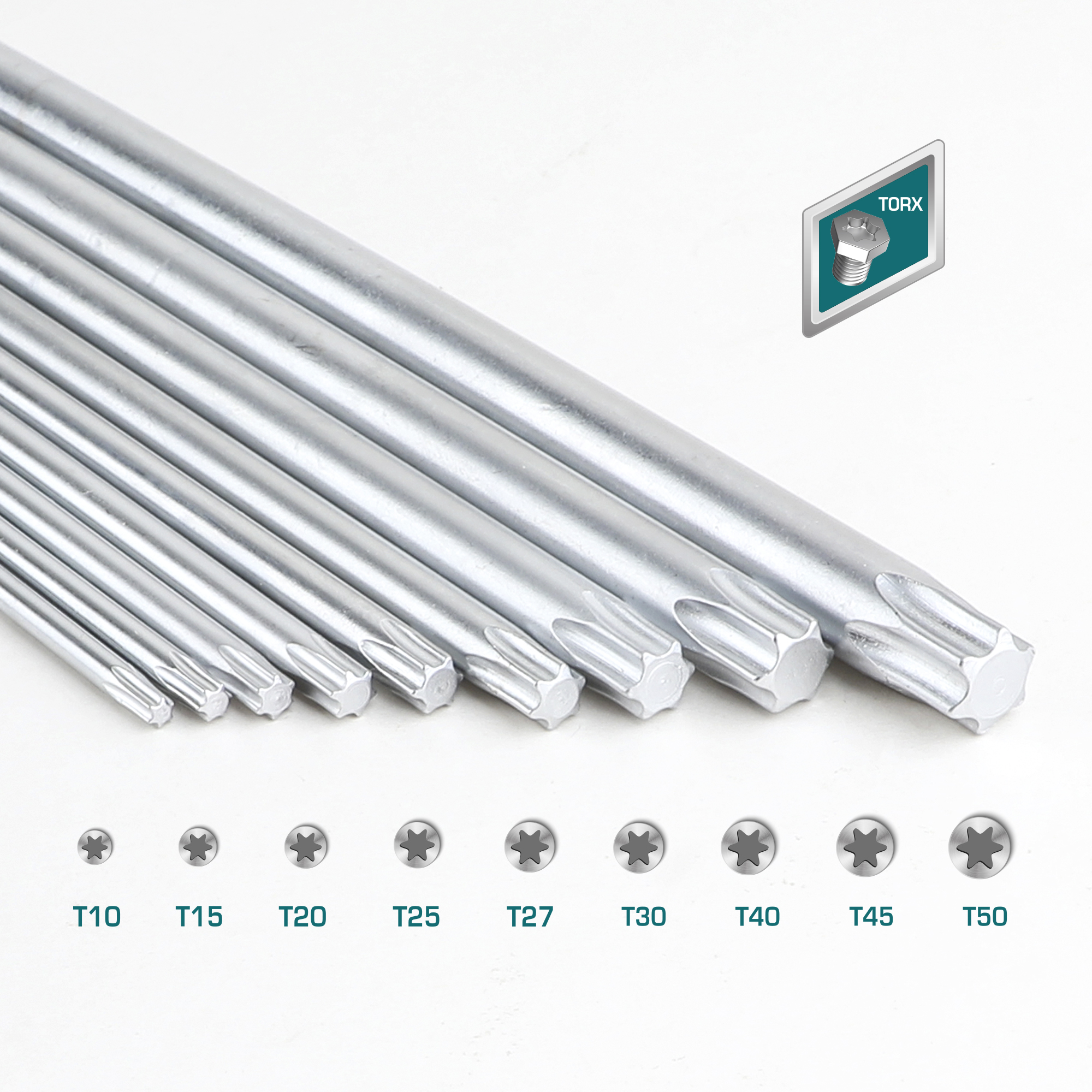 9-piece Torx key set THT106392 | Chrome-vanadium (Cr-V)
