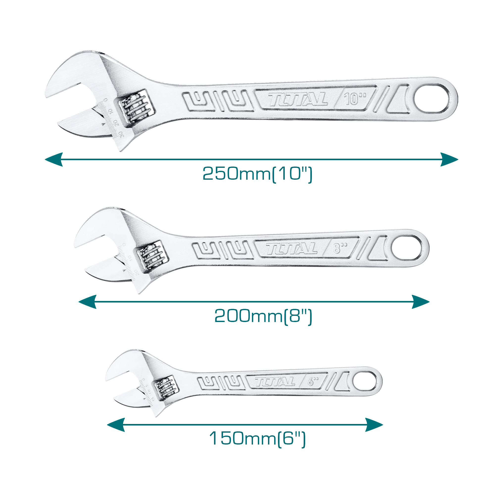 Set of 3 adjustable wrenches THTK1013 | Carbon steel
