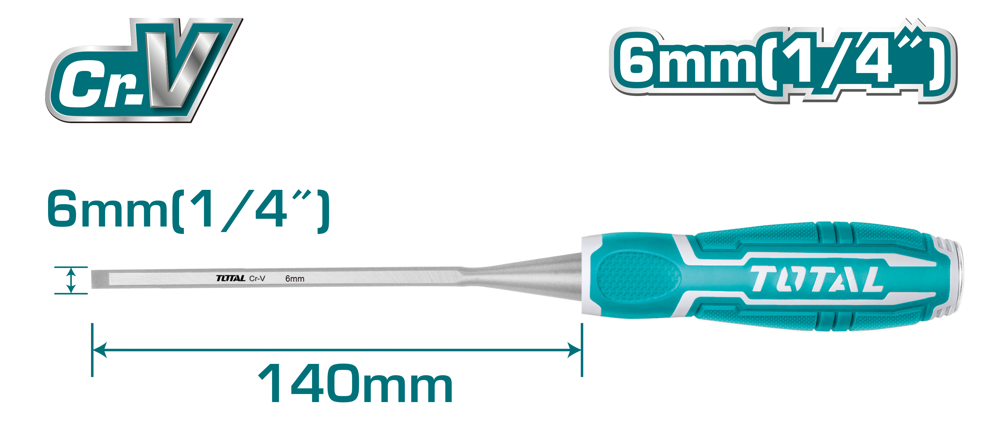 Wood chisel THT41 | 6 x 140 mm | Chrome-vanadium (Cr-V)