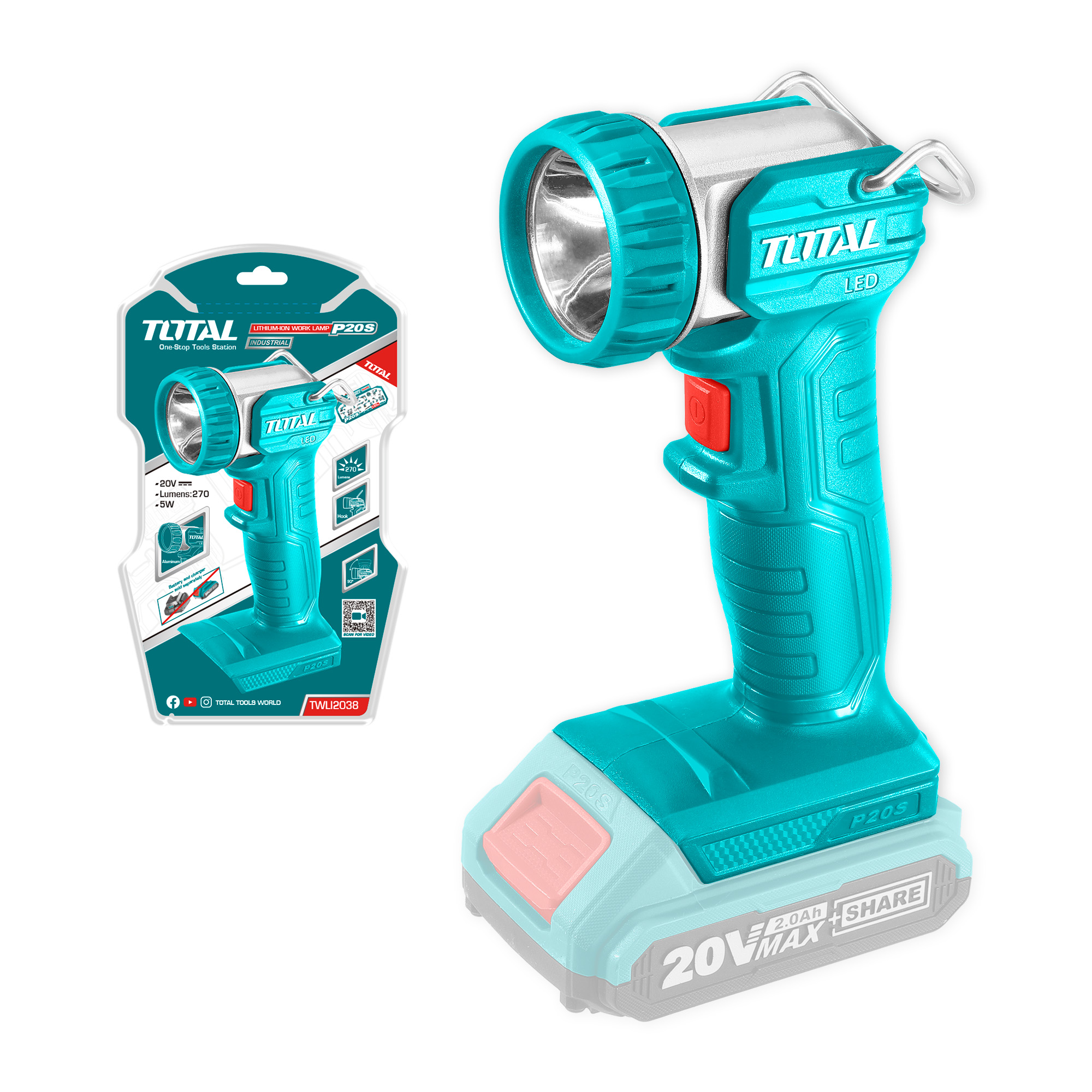 Cordless LED Flashlight TWLI2038 | 20 V