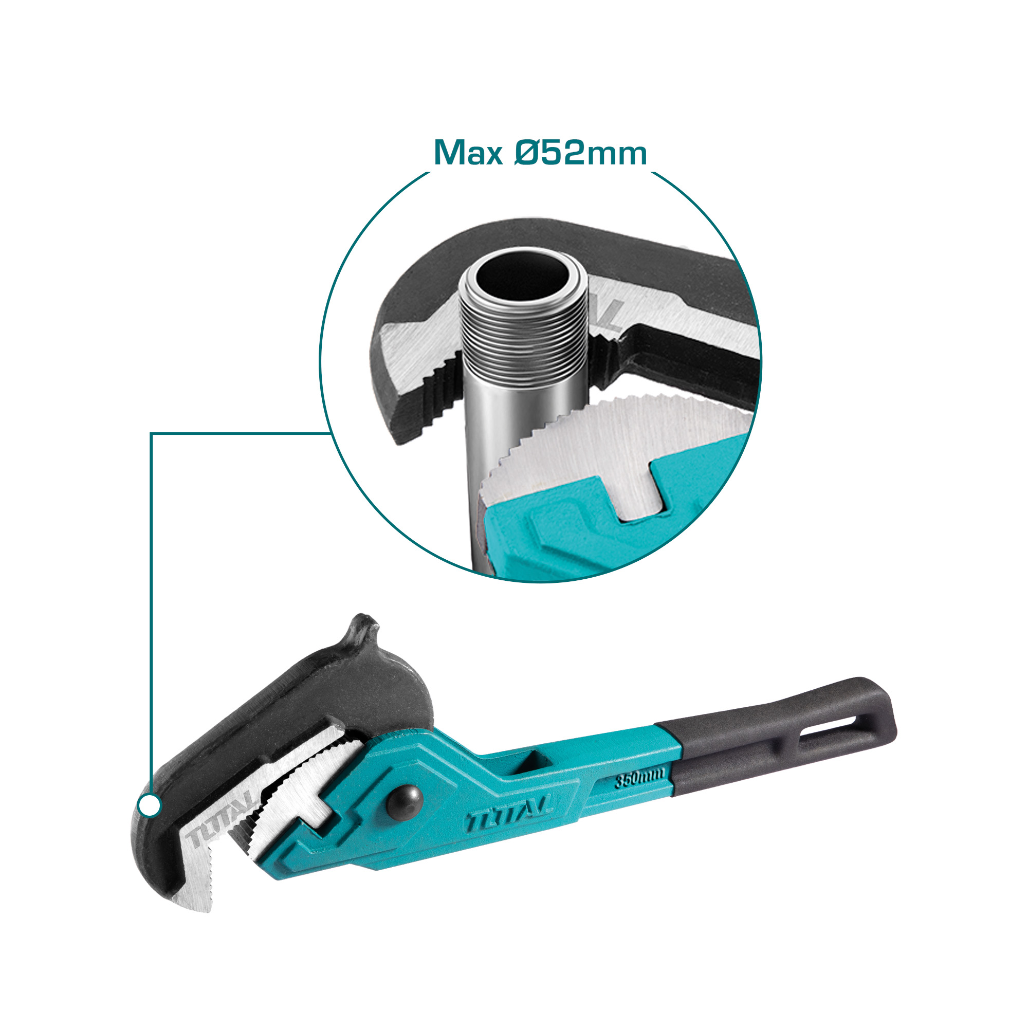 Quick-adjust pipe wrench THT1711 | 350 mm | Carbon steel