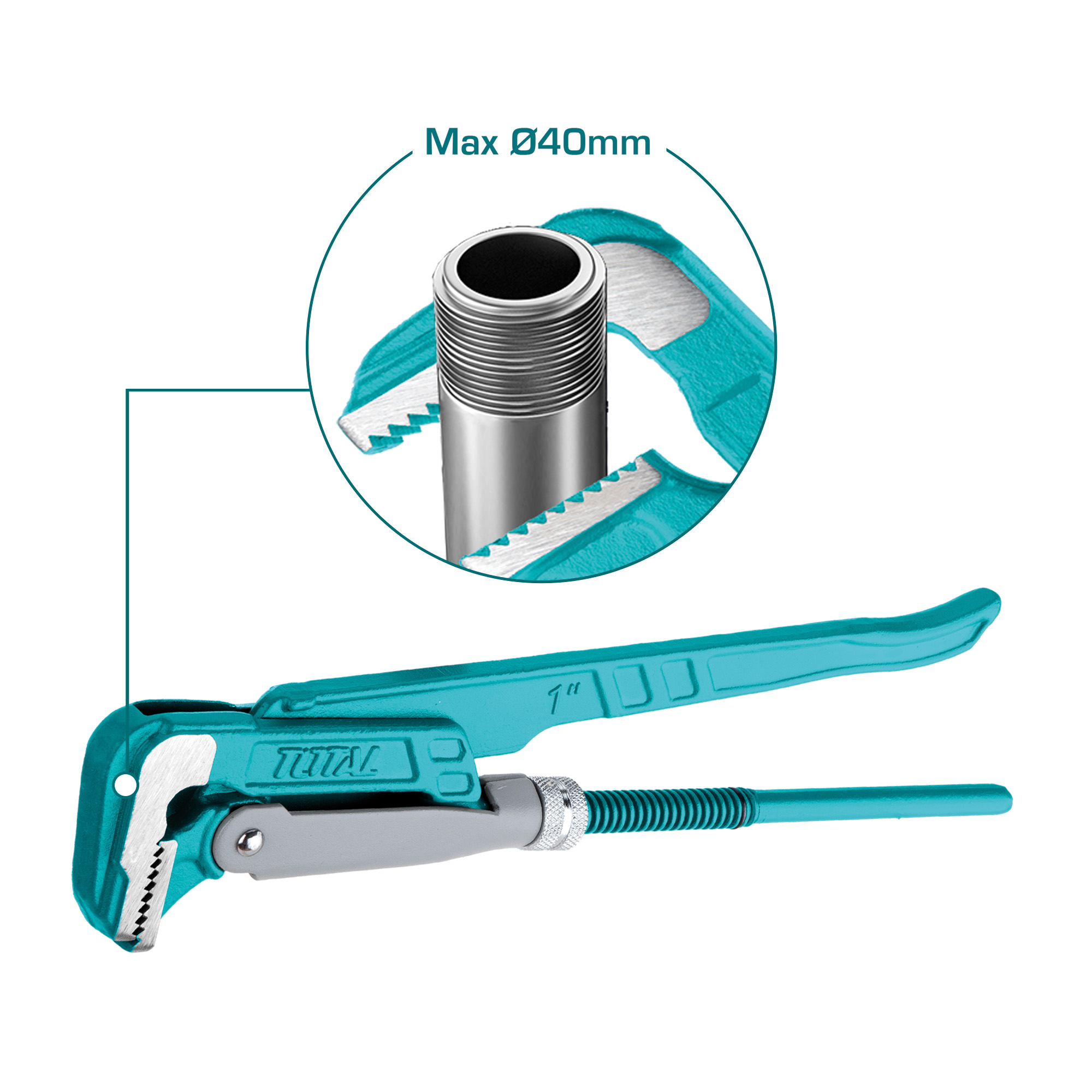 Swedish pipe wrench 90º THT172L | 1'' | Carbon steel