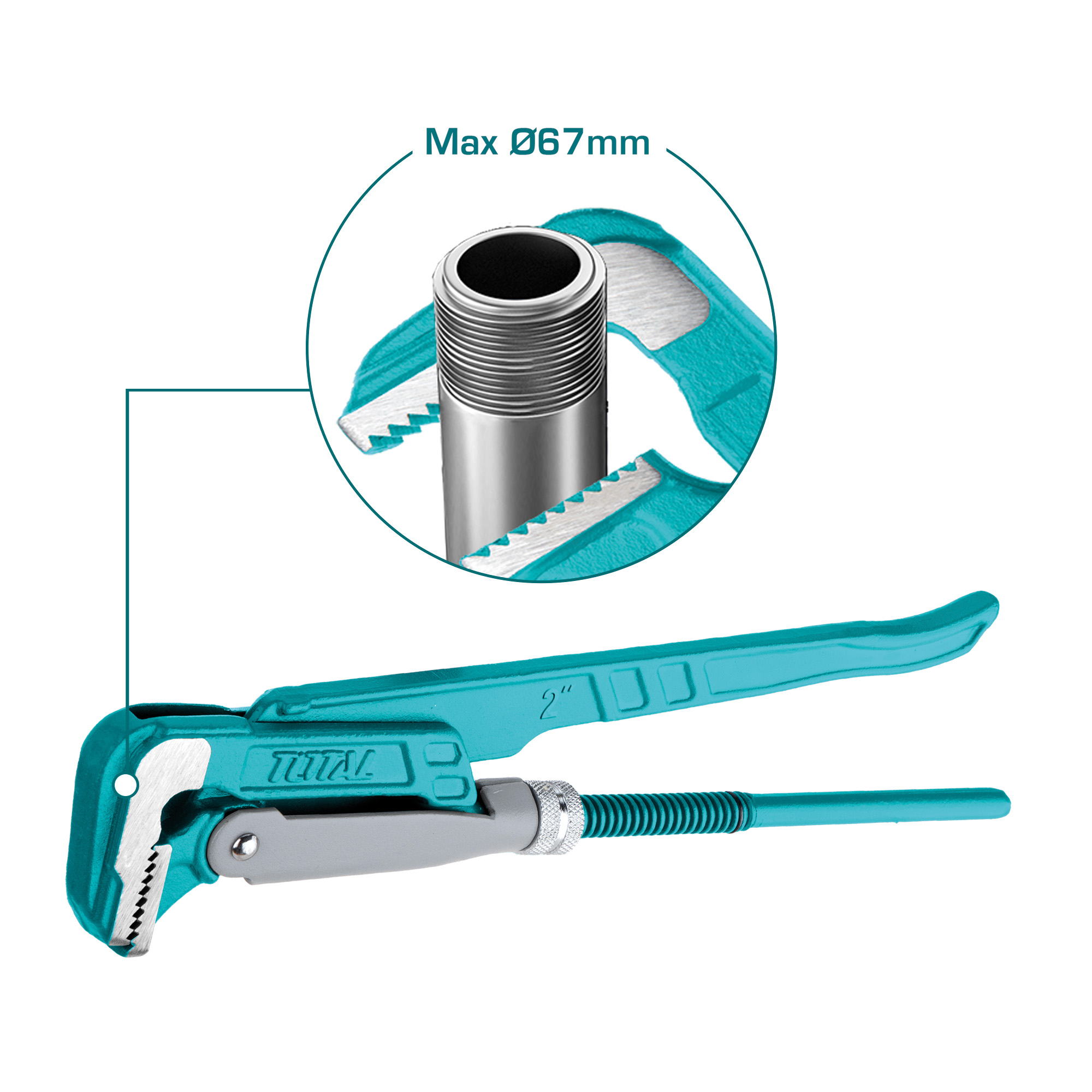 Swedish pipe wrench 90º THT172L | 2'' | Carbon steel