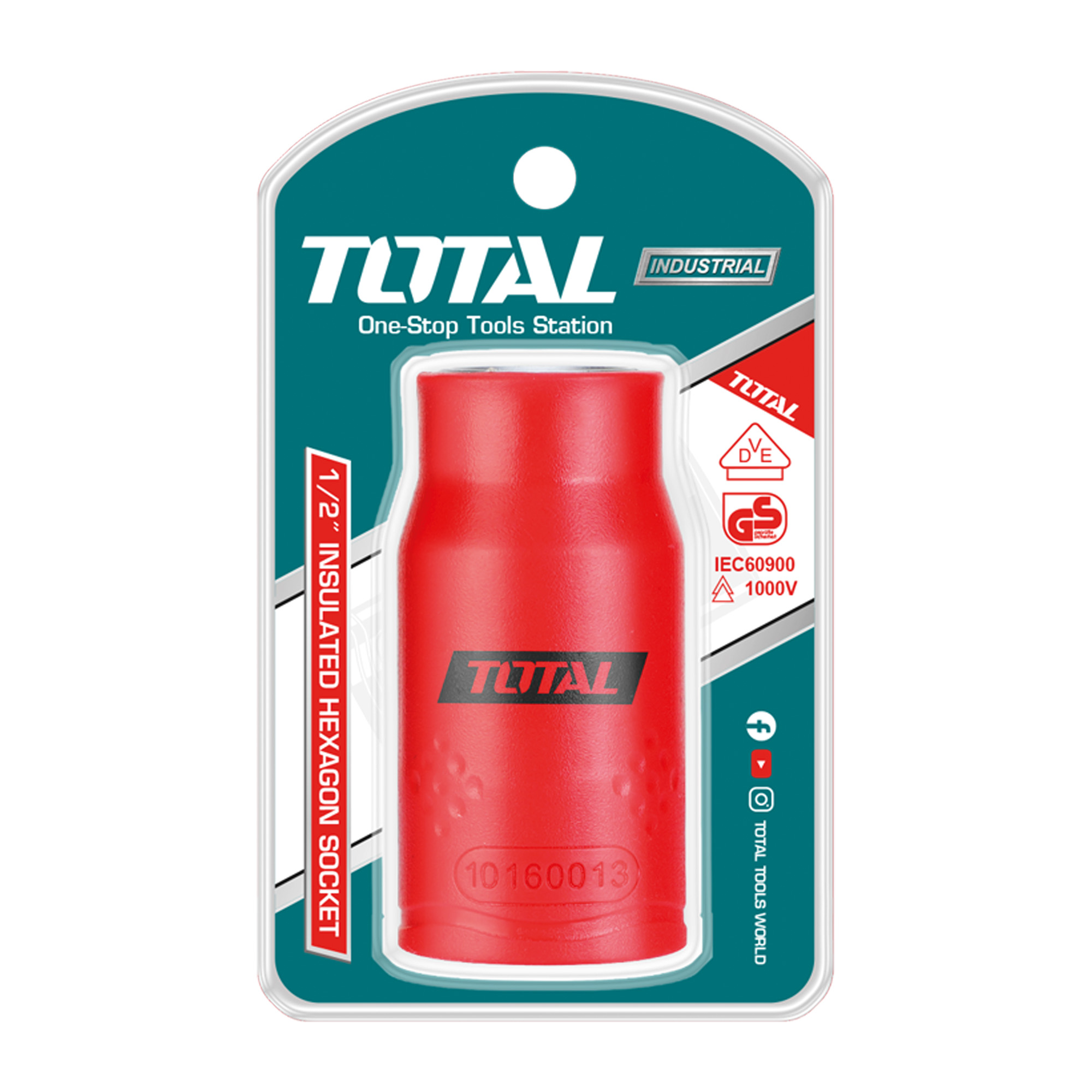 Insulated 1/2'' hexagonal socket THIHAST12 | 16 mm | Chrome-vanadium (Cr-V)