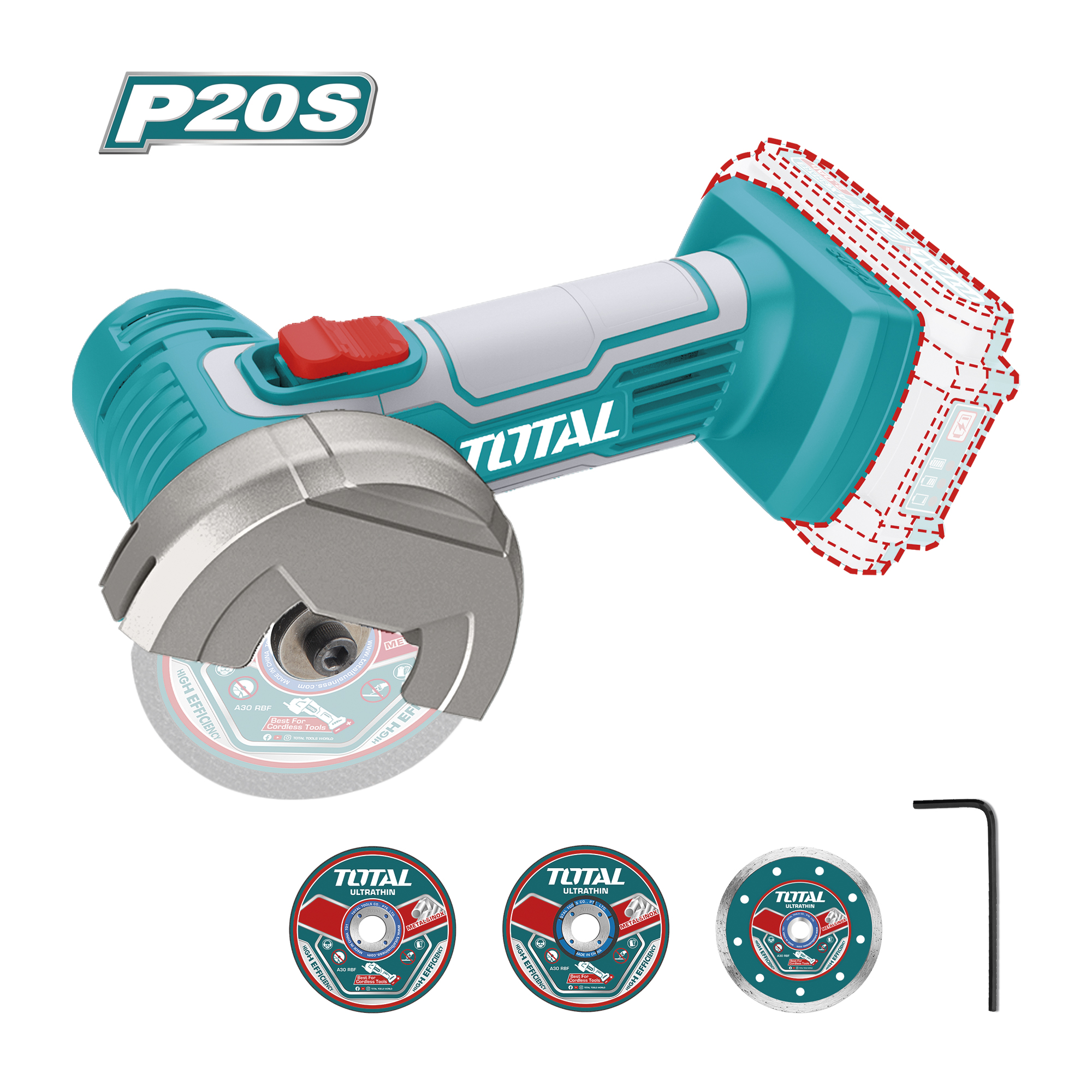 Battery-powered mini angle grinder TAGLI76011 | 20 V