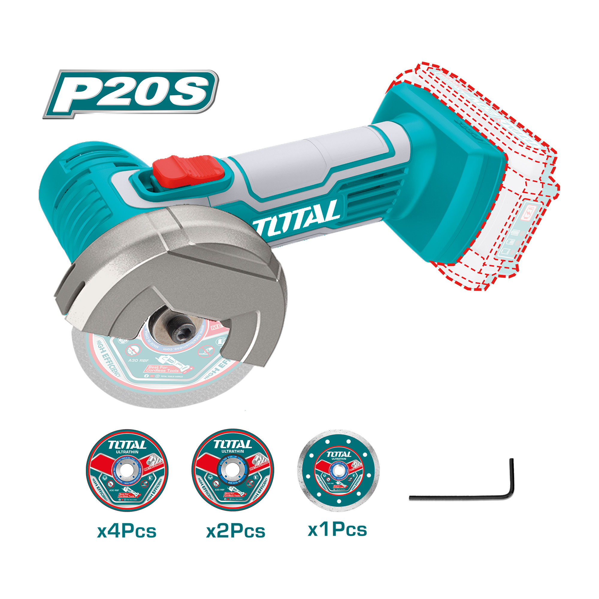 Battery-powered mini angle grinder TAGLI76011 | 20 V
